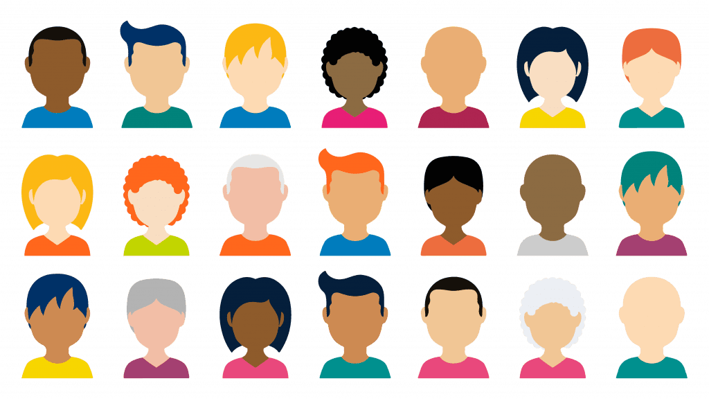 Graphic style head and portrait of different people