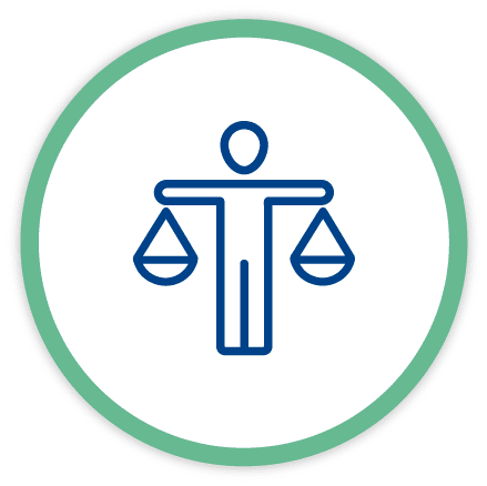 Icon to represent ethics, values and rights-based practice